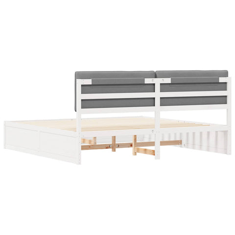 vidaXL Bed Frame with Upholstered Headboard Light Grey 200 x 200 cm