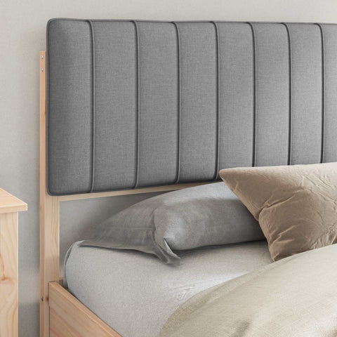 vidaXL Bed Frame with Upholstered Headboard Light Grey 180 x 200 cm