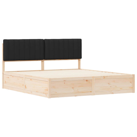 vidaXL Bed Frame with Upholstered Headboard Black 180 x 200 cm