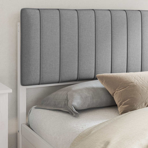 vidaXL Bed Frame with Upholstered Headboard Light Grey 180 x 200 cm