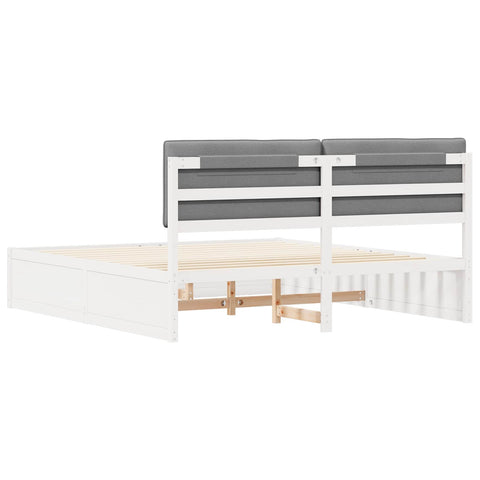 vidaXL Bed Frame with Upholstered Headboard Light Grey 180 x 200 cm