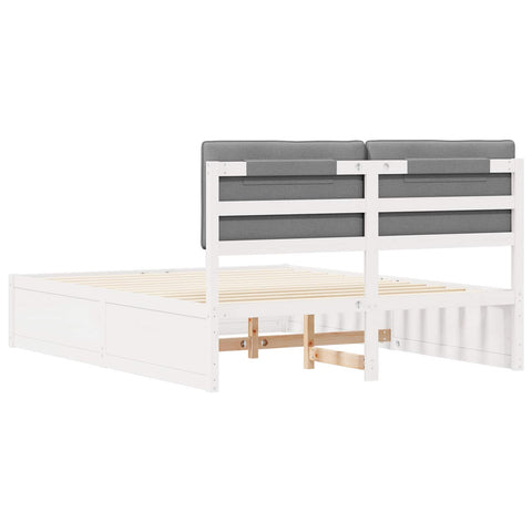 vidaXL Bed Frame with Upholstered Headboard Light Grey 160 x 200 cm