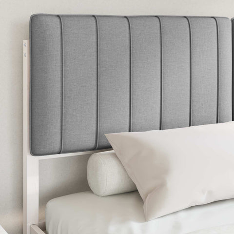 vidaXL Bed Frame with Upholstered Headboard Light Grey 150 x 200 cm