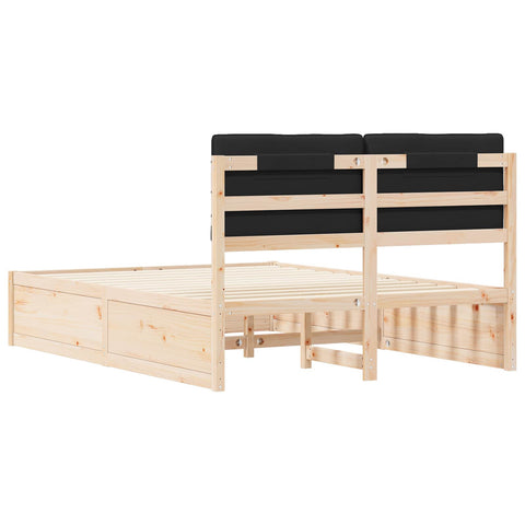 vidaXL Bed Frame with Upholstered Headboard Black 140 x 200 cm