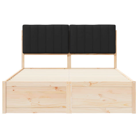 vidaXL Bed Frame with Upholstered Headboard Black 140 x 200 cm
