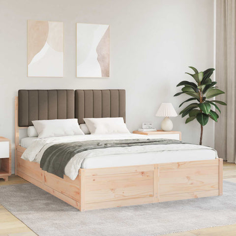 vidaXL Bed Frame with Upholstered Headboard Taupe 140 x 200 cm