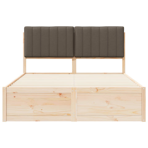 vidaXL Bed Frame with Upholstered Headboard Taupe 140 x 200 cm