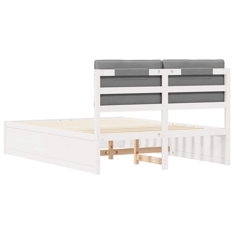 vidaXL Bed Frame with Upholstered Headboard Light Grey 140 x 200 cm