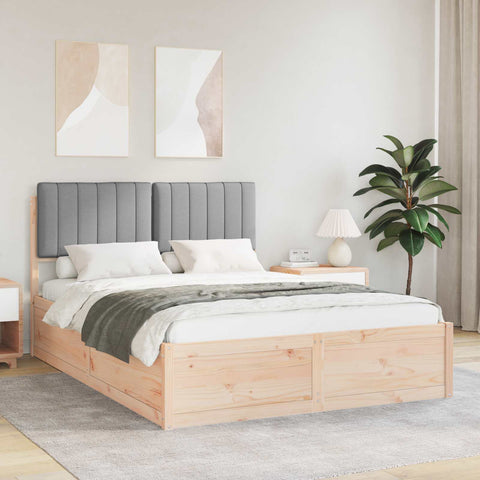 vidaXL Bed Frame with Upholstered Headboard Light Grey 140 x 190 cm