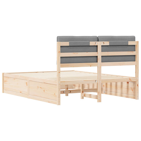 vidaXL Bed Frame with Upholstered Headboard Light Grey 140 x 190 cm