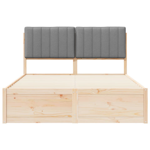 vidaXL Bed Frame with Upholstered Headboard Light Grey 140 x 190 cm