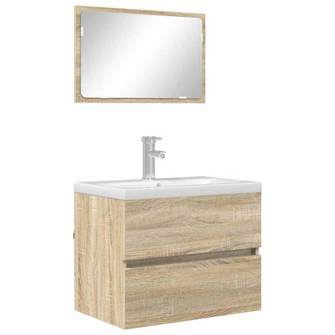 vidaXL Bathroom Furniture Set with Drawer Sonoma Oak Engineered Wood