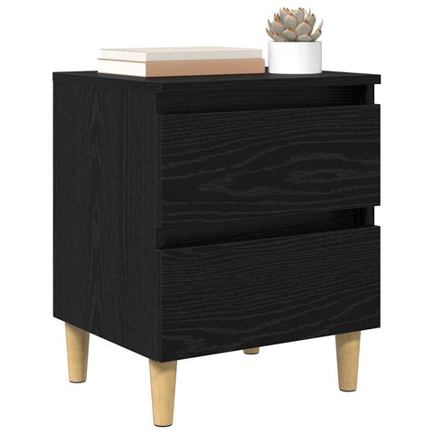 vidaXL Bed Cabinet Black Oak 40 x 35 x 50 cm Engineered Wood