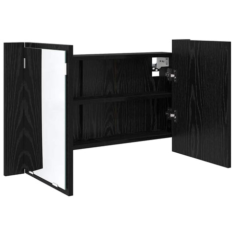 vidaXL Bathroom Mirror Cabinet with Shelf Black Oak 80 x 12 x 45 cm