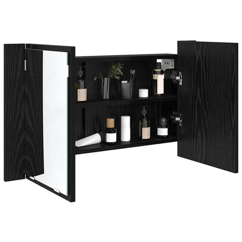 vidaXL Bathroom Mirror Cabinet with Shelf Black Oak 80 x 12 x 45 cm