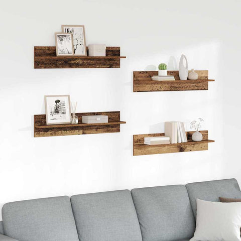 vidaXL Wall Shelves 4 pcs Old Wood 80 x 11.5 x 18 cm Engineered Wood