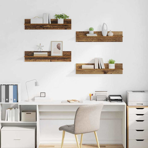 vidaXL Wall Shelves 4 pcs Old Wood 80 x 11.5 x 18 cm Engineered Wood