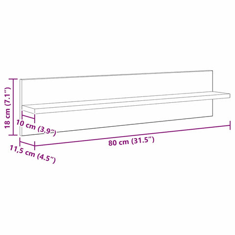 vidaXL Wall Shelves 4 pcs Old Wood 80 x 11.5 x 18 cm Engineered Wood