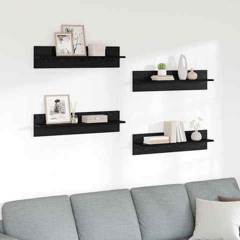 vidaXL Wall Shelves 4 pcs Black Oak 80 x 11.5 x 18 cm Engineered Wood