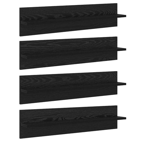 vidaXL Wall Shelves 4 pcs Black Oak 80 x 11.5 x 18 cm Engineered Wood