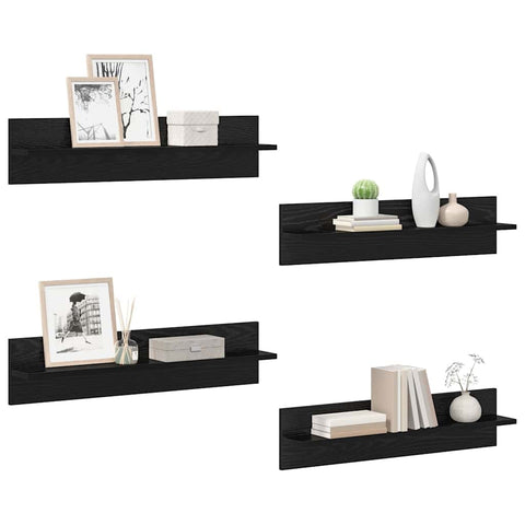 vidaXL Wall Shelves 4 pcs Black Oak 80 x 11.5 x 18 cm Engineered Wood