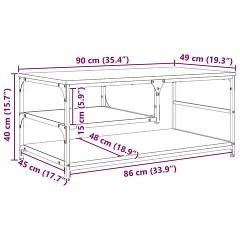 vidaXL Coffee Table Artisan Oak 90 x 49 x 40 cm Engineered Wood