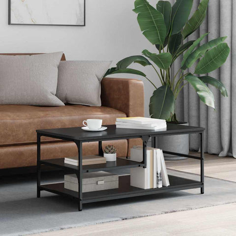 vidaXL Coffee Table Black Oak 90 x 49 x 40 cm Engineered Wood