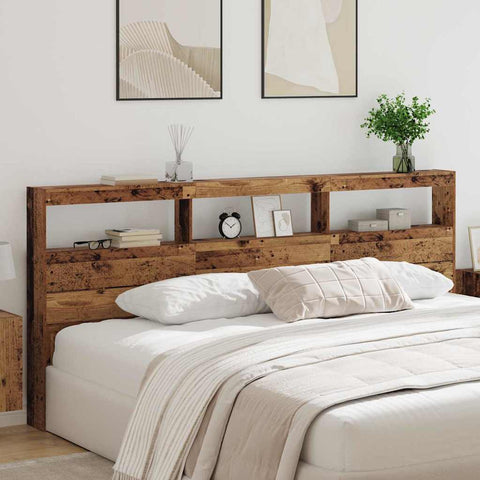 vidaXL Headboard with Shelf Old Wood 220 x 17 x 102 cm Engineered Wood