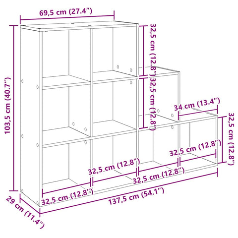 vidaXL Room Divider Bookcase Black Oak 137.5 x 29 x 103.5 cm