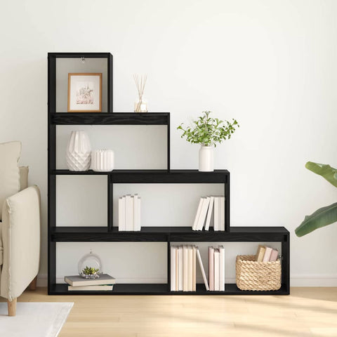 vidaXL Room Divider Bookcase Black Oak 143.5 x 29 x 143.5 cm