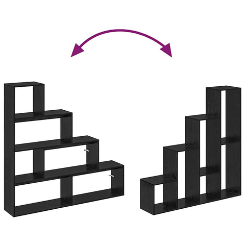 vidaXL Room Divider Bookcase Black Oak 143.5 x 29 x 143.5 cm