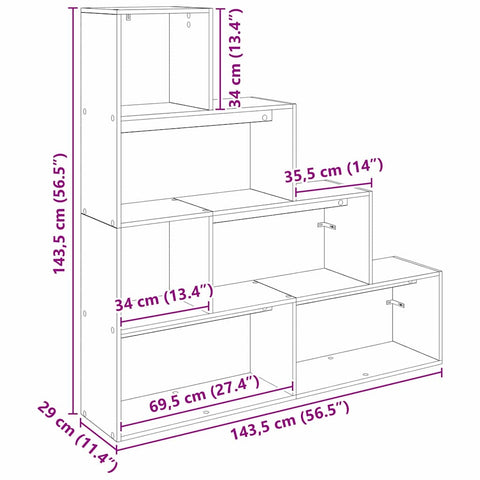 vidaXL Room Divider Bookcase Black Oak 143.5 x 29 x 143.5 cm