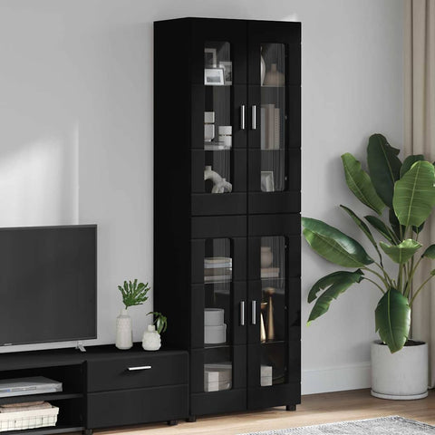 vidaXL Highboard with Shelf Black 60 x 35 x 182 cm Engineered Wood