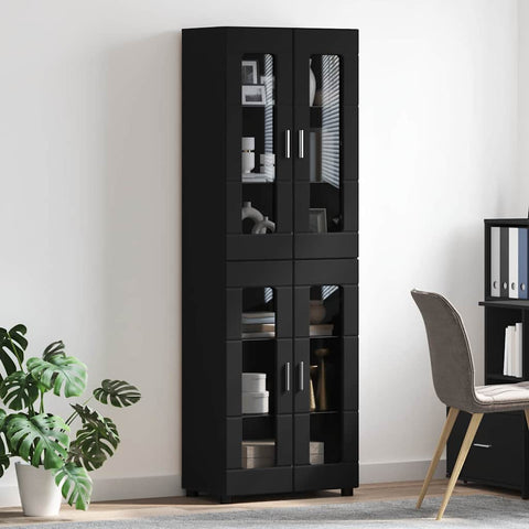 vidaXL Highboard with Shelf Black 60 x 35 x 182 cm Engineered Wood