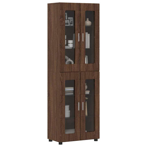 vidaXL Highboard with Shelf Brown Oak 60 x 35 x 182 cm Engineered Wood
