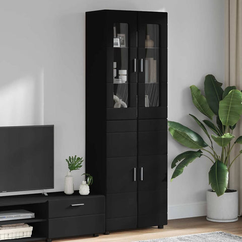 vidaXL Highboard with Shelf Black 60 x 35 x 182 cm Engineered Wood