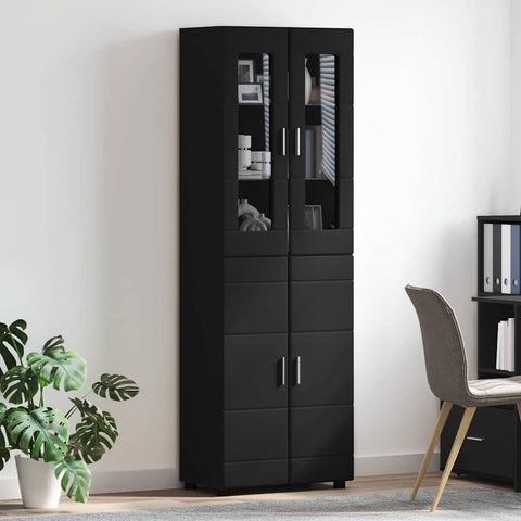 vidaXL Highboard with Shelf Black 60 x 35 x 182 cm Engineered Wood