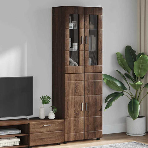 vidaXL Highboard with Shelf Brown Oak 60 x 35 x 182 cm Engineered Wood