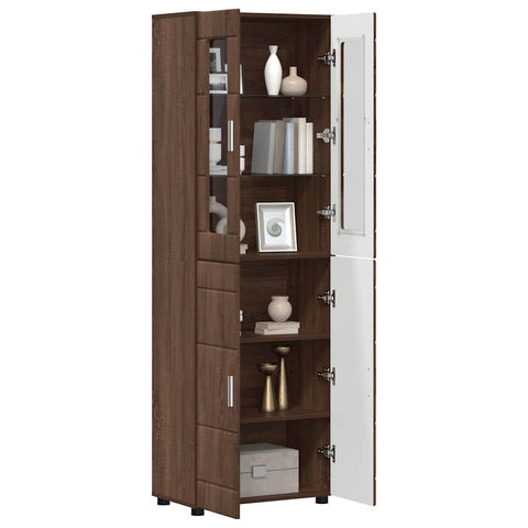 vidaXL Highboard with Shelf Brown Oak 60 x 35 x 182 cm Engineered Wood