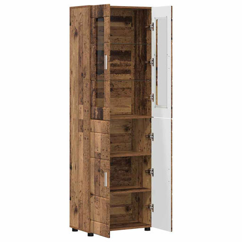 vidaXL Highboard with Shelf Old Wood 60 x 35 x 182 cm Engineered Wood