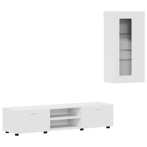 vidaXL TV Cabinet Set with Drawer with Shelf White Engineered Wood