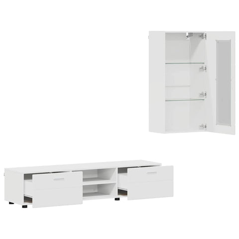 vidaXL TV Cabinet Set with Drawer with Shelf White Engineered Wood