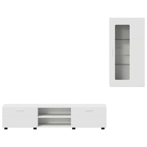 vidaXL TV Cabinet Set with Drawer with Shelf White Engineered Wood