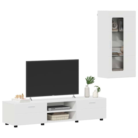 vidaXL TV Cabinet Set with Drawer with Shelf White Engineered Wood