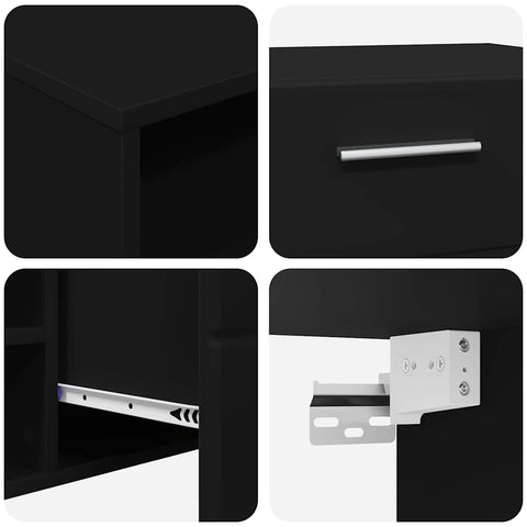 vidaXL TV Cabinet Set with Drawer with Shelf Black Engineered Wood