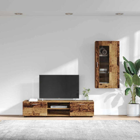 vidaXL TV Cabinet Set with Drawer with Shelf Old Wood Engineered Wood