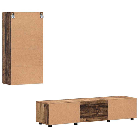 vidaXL TV Cabinet Set with Drawer with Shelf Old Wood Engineered Wood