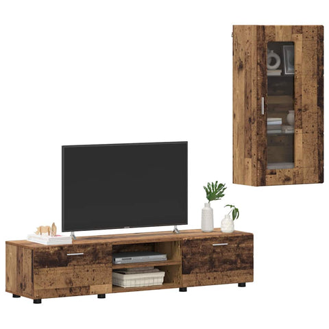 vidaXL TV Cabinet Set with Drawer with Shelf Old Wood Engineered Wood