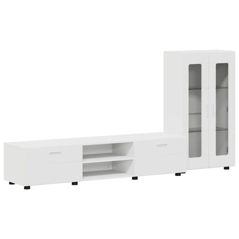 vidaXL TV Cabinet Set with Drawer with Shelf White Engineered Wood