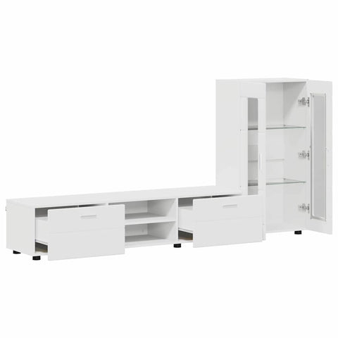 vidaXL TV Cabinet Set with Drawer with Shelf White Engineered Wood